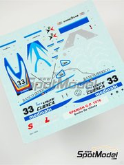 Tameo Kits: Decoraci�n escala 1/43 - Brabham BT44B Equipo Brabham Racing Organisation patrocinado por Banco Iberico N� 33 - Emilio de Villota (ES) - Gran Premio de F�rmula 1 de Espa�a 1976 - calcas de agua - para la referencia de Tameo Kits SLK058