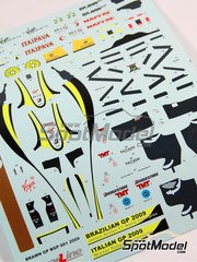 Tameo Kits: Marking / livery 1/43 scale - Brawn GP Mercedes BGP001 sponsored by Virgin Mapfre Itaipava #22, 23 - Rubens Barrichello (BR), Jenson Button (GB) - Italian Formula 1 Grand Prix 2009 - water slide decals - for Tameo Kits reference SLK070