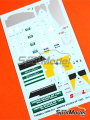 Tameo Kits: Marking / livery 1/43 scale - Tyrrell Ford 011 Tyrrell Racing Team sponsored by Benetton #3, 4 - Michele Alboreto (IT), Danny Sullivan (US) - USA - United States of America Formula 1 Grand Prix 1983 - water slide decals - for Tameo Kits reference SLK078