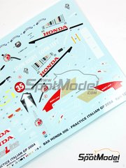Tameo Kits: Marking / livery 1/43 scale - BAR Honda 006 British American Racing Team sponsored by Lucky Strike #35 - Anthony Davidson (GB) - Italian Formula 1 Grand Prix 2004 - water slide decals and tobacco sponsor decals - for Tameo Kits reference SLK083