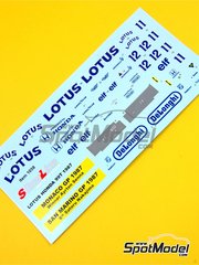 Tameo Kits: Marking / livery 1/43 scale - Lotus Honda 99T Lotus Team sponsored by DeLonghi  Camel #11, 12 - Satoru Nakajima (JP), Ayrton Senna da Silva (BR) - Monaco Formula 1 Grand Prix, San Marino Formula 1 Grand Prix 1987 - water slide decals and tobacco sponsor decals - for Tameo Kits reference SLK086