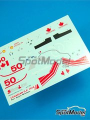 Tameo Kits: Decoraci�n escala 1/43 - Brabham Ford BT42/3 Equipo Brabham Racing Organisation N� 50 - Eppie Wietzes (CA) - Gran Premio de F�rmula 1 de Canada 1974 - calcas de agua - para la referencia de Tameo Kits SLK093