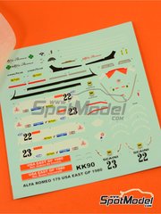 Tameo Kits: Marking / livery 1/43 scale - Alfa Romeo 179 sponsored by Marlboro #22, 23 - Bruno Giacomelli (IT), Andrea de Cesaris (IT) - USA - United States of America Formula 1 Grand Prix 1980 - water slide decals and tobacco sponsor decals - for Tameo Kits reference SLK098 image