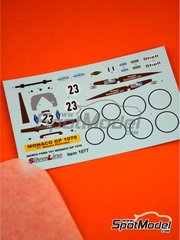 Tameo Kits: Decoracin escala 1/43 - March Ford 701 patrocinado por Antique Automobiles Ltd N 23 - Ronnie Peterson (SE) - Gran Premio de Formula 1 de Mnaco 1970 - calcas de agua - para la referencia de Tameo Kits SLK102