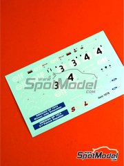 Tameo Kits: Marking / livery 1/43 scale - Tyrrell Ford 007 Tyrrell Racing Team sponsored by ELF #3, 4 - Jody Scheckter (ZA), Patrick Depailler (FR) - Swedish Formula 1 Grand Prix 1974 - water slide decals - for Tameo Kits reference SLK103 image