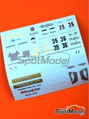 Tameo Kits: Marking / livery 1/43 scale - Arrows Ford FA1 Arrows Grand Prix International Team sponsored by Warsteiner #35, 36 - Riccardo Patrese (IT), Rolf Stommelen (DE) - South African Formula 1 Grand Prix 1978 - water slide decals - for Tameo Kits reference SLK115 image