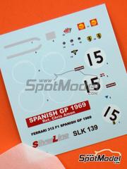 Tameo Kits: Marking / livery 1/43 scale - Ferrari 312 F1 Scuderia Ferrari SEFAC Team #15 - Chris Amon (NZ) - Spanish Formula 1 Grand Prix 1969 - water slide decals - for Tameo Kits reference SLK139