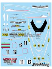 Tameo Kits: Marking / livery 1/24 scale - Ferrari 312T Scuderia Ferrari Team #11, 12 - Clay Regazzoni (CH), Niki Lauda (AT) - Italian Formula 1 Grand Prix 1975 - water slide decals - for Tameo Kits reference TLK005