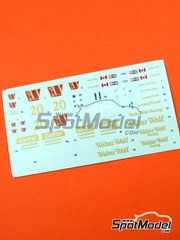 Tameo Kits: Decoracin escala 1/43 - Wolf Ford WR5/6 Equipo Walter Wolf Racing N 20 - Jody Scheckter (ZA) - Gran Premio de Frmula 1 de Alemania, Gran Premio de Frmula 1 de Canada 1978 - calcas de agua - para las referencias de Tameo Kits TWU002 y TWU 002