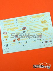 Tameo Kits: Decoracin escala 1/43 - Wolf Ford WR7 Equipo Walter Wolf Racing patrocinado por Olympus Cameras N 20 - James Hunt (GB) - Gran Premio de Formula 1 de Mnaco, Gran Premio de Frmula 1 de USA West Long Beach 1979 - calcas de agua - para las referencias de Tameo Kits TWU003 y TWU 003