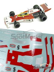 Tameo Kits: Decoracin escala 1/43 - McLaren Ford M23 Equipo McLaren Racing Limited patrocinado por Texaco N 5 - Emerson Fittipaldi (BR) - Gran Premio de Frmula 1 de Brasil 1974 - calcas de agua y calcas de sponsors de tabaco - para la referencia de Tameo Kits WCT074