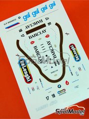 Tameo Kits: Marking / livery 1/43 scale - Arrows BMW A8b Arrows Grand Prix International Team sponsored by De Longhi Barclays USF&G #17, 18 - Thierry Boutsen (BE), Marc Surer (CH) - Brazilian Formula 1 Grand Prix 1986 - water slide decals and tobacco sponsor decals - for Tameo Kits reference TMK043