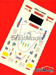 Tameo Kits: Decoraci�n escala 1/43 - Osella Alfa Romeo FA1/G N� 21, 22 - Christian Danner (DE), Piercarlo Ghinzani (IT) - Gran Premio de F�rmula 1 de los Estados Unidos de Am�rica 1986 - calcas de agua - para la referencia de Tameo Kits TMK045