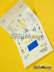 Tameo Kits: Decoracin escala 1/43 - Osella Alfa Romeo FA1/G patrocinado por Kelemata N 24 - Piercarlo Ghinzani (IT) - Gran Premio de Formula 1 de Mnaco 1985 - calcas de agua - para la referencia de Tameo Kits TMK048