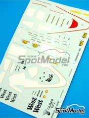 Tameo Kits: Marking / livery 1/43 scale - Zakspeed ZK871 Zakspeed F1 Team sponsored by West #14 - Martin Brundle (GB), Christian Danner (DE) - Italian Formula 1 Grand Prix 1987 - water slide decals and tobacco sponsor decals - for Tameo Kits reference TMK066