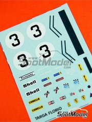 Tameo Kits: Marking / livery 1/43 scale - Ferrari 312PB Sport sponsored by Shell #3 - Sandro Munari (IT), Arturo Merzario (IT) - Targa Florio 1972 - water slide decals - for Tameo Kits reference TMK068