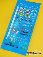 Tameo Kits: Decoraci�n escala 1/43 - BMS Dallara Cosworth 189 patrocinado por Marlboro N� 21, 22 - Andrea de Cesaris (IT), Alex Caffi (IT) - Gran Premio de F�rmula 1 de San Marino 1989 - calcas de agua - para la referencia de Tameo Kits TMK097