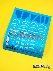 Tameo Kits: Decoracin escala 1/43 - Ligier Cosworth JS33 Equipo Equipe Ligier patrocinado por Gitanes N 25, 26 - Ren Arnoux (FR), Olivier Grouillard (FR) - Gran Premio de Formula 1 de Mnaco 1989 - calcas de agua - para la referencia de Tameo Kits TMK098