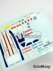 Tameo Kits: Marking / livery 1/43 scale - Williams Renault FW13 Williams Grand Prix Engineering Team sponsored by Canon #5, 6 - Riccardo Patrese (IT), Thierry Boutsen (BE) - Australian Formula 1 Grand Prix 1989 - water slide decals - for Tameo Kits reference TMK113
