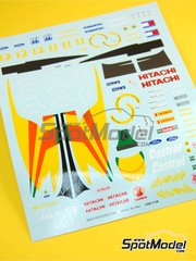 Tameo Kits: Decoraci�n escala 1/43 - Lotus Ford 107 Equipo Lotus patrocinado por Hitachi N� 11, 12 - John Paul  "Johnny" Herbert (GB), Mika H�kkinen (FI) - Gran Premio de F�rmula 1 de Italia 1992 - calcas de agua - para la referencia de Tameo Kits TMK157