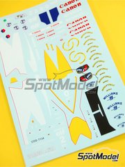 Tameo Kits: Decoracin escala 1/43 - Williams Renault FW15c Equipo Williams Grand Prix Engineering patrocinado por Camel N 0, 2 - Alain Prost (FR), Damon Hill (GB) - Gran Premio de Frmula 1 de Europa 1993 - calcas de agua y calcas de sponsors de tabaco - para la referencia de Tameo Kits TMK167