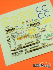 Tameo Kits: Decoracin escala 1/43 - Minardi Ford M193 Equipo Minardi F1 patrocinado por Beta Utensili N 23, 24 - Christian Fittipaldi (BR), Fabrizio Barbazza (IT) - Gran Premio de Frmula 1 de San Marino 1993 - calcas de agua - para la referencia de Tameo Kits TMK173