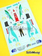 Tameo Kits: Decoracin escala 1/43 - Jordan Hart 194 Equipo Jordan Grand Prix patrocinado por Sasol N 14, 15 - Rubens Barrichello (BR), Eddie Irvine (GB) - Gran Premio de Frmula 1 de Australia 1994 - calcas de agua - para la referencia de Tameo Kits TMK183