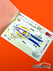 Tameo Kits: Decoraci�n escala 1/43 - Jordan Peugeot 195 Equipo Jordan Grand Prix patrocinado por Marlboro Beta N� 14, 15 - Eddie Irvine (GB), Rubens Barrichello (BR) - Gran Premio de F�rmula 1 de Canada 1995 - calcas de agua y calcas de sponsors de tabaco - para la referencia de Tameo Kits TMK199