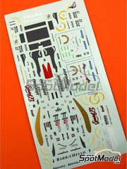 Tameo Kits: Decoracin escala 1/43 - Jordan Peugeot 196 Equipo Jordan Grand Prix patrocinado por Benson and Hedges N 11, 12 - Rubens Barrichello (BR), Martin Brundle (GB) - Gran Premio de Frmula 1 de Alemania 1996 - calcas de agua - para la referencia de Tameo Kits TMK224