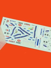 Tameo Kits: Marking / livery 1/43 scale - Stewart Ford SF1 sponsored by HSBC #22, 23 - Rubens Barrichello (BR), Jan Magnussen (DK) - Monaco Formula 1 Grand Prix 1997 - water slide decals and tobacco sponsor decals - for Tameo Kits reference TMK250