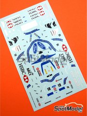 Tameo Kits: Marking / livery 1/43 scale - Stewart Ford SF2 sponsored by HSBC #18, 19 - Rubens Barrichello (BR), Jan Magnussen (DK) - Spanish Formula 1 Grand Prix 1998 - water slide decals - for Tameo Kits reference TMK263