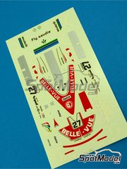 Tameo Kits: Decoracin escala 1/43 - March Williams Ford 761 patrocinado por Belle Vue N 27 - Patrick Neve (BE) - Gran Premio de Formula 1 de Holanda 1977 - calcas de agua - para la referencia de Tameo Kits TMK274