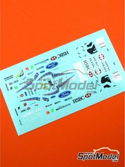 Tameo Kits: Marking / livery 1/43 scale - Stewart Ford SF3 sponsored by HSBC #16, 17 - John Paul  "Johnny" Herbert (GB), Rubens Barrichello (BR) - European Formula 1 Grand Prix 1999 - water slide decals - for Tameo Kits reference TMK282
