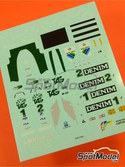 Tameo Kits: Decoraci�n escala 1/43 - Williams Ford FW08C - Keijo Erik 'Keke' Rosberg (FI), Jacques Laffite (FR) - Gran Premio de Formula 1 de M�naco 1983 - calcas de agua - para la referencia de Tameo Kits TMK288