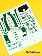 Tameo Kits: Decoraci�n escala 1/43 - Williams Ford FW08 Equipo Williams Grand Prix Engineering patrocinado por TAG Saudia N� 5, 6 - Keijo Erik 'Keke' Rosberg (FI), Derek Daly (IE) - Gran Premio de Formula 1 de Suecia 1982 - calcas de agua - para la referencia de Tameo Kits TMK302