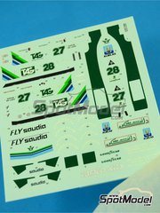 Tameo Kits: Marking / livery 1/43 scale - Williams Ford FW07 Williams Grand Prix Engineering Team sponsored by TAG Saudia #27, 28 - Clay Regazzoni (CH), Alan Jones (AU) - German Formula 1 Grand Prix, British Formula 1 Grand Prix 1979 - water slide decals and tobacco sponsor decals - for Tameo Kits reference TMK304
