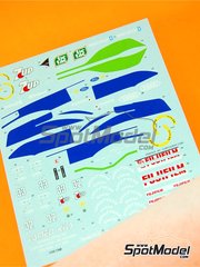 Tameo Kits: Decoraci�n escala 1/43 - Jordan Ford J191 Equipo Jordan Grand Prix patrocinado por Fujifilm 7UP Pepsi N� 32, 33 - Andrea de Cesaris (IT), Michael Schumacher (DE) - Gran Premio de F�rmula 1 de Belgica 1991 - calcas de agua y calcas de sponsors de tabaco - para la referencia de Tameo Kits TMK322