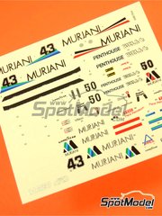 Tameo Kits: Marking / livery 1/43 scale - Williams Ford FW07 Williams Grand Prix Engineering Team sponsored by Murjani Penthouse #43, 50 - Desir� Wilson (ZA), Rupert Keegan (GB) - British Formula 1 Grand Prix 1980 - water slide decals - for Tameo Kits reference TMK325