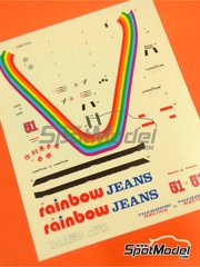 Tameo Kits: Decoraci�n escala 1/43 - Williams Ford FW07 Equipo Williams Grand Prix Engineering patrocinado por Rainbow Jeans N� 51 - Kevin Cogan (US), Geoff Lees (GB) - Gran Premio de F�rmula 1 de Canada, Gran Premio de F�rmula 1 de los Estados Unidos de Am�rica 1980 - calcas de agua - para la referencia de Tameo Kits TMK327