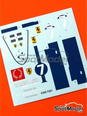 Tameo Kits: Marking / livery 1/43 scale - Ferrari 158 #7 - John Surtees (GB) - USA - United States of America Formula 1 Grand Prix 1964 - water slide decals - for Tameo Kits reference TMK333