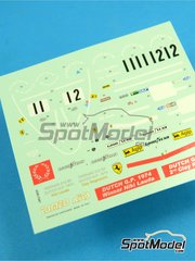 Tameo Kits: Marking / livery 1/43 scale - Ferrari 312B3 #11, 12 - Niki Lauda (AT), Clay Regazzoni (CH) - Dutch Formula 1 Grand Prix 1974 - water slide decals and tobacco sponsor decals - for Tameo Kits reference TMK355