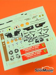 Tameo Kits: Marking / livery 1/43 scale - Ferrari F2008 Scuderia Ferrari Team sponsored by Shell #1, 2 - Felipe Massa (BR), Kimi R�ikk�nen (FI) - French Formula 1 Grand Prix 2008 - water slide decals and tobacco sponsor decals - for Tameo Kits reference TMK377