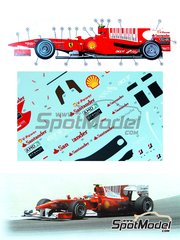 Tameo Kits: Marking / livery 1/43 scale - Ferrari F10 Scuderia Ferrari Team sponsored by Banco Santander #7, 8 - Fernando Alonso (ES), Felipe Massa (BR) - Bahrain Formula 1 Grand Prix 2010 - water slide decals - for Tameo Kits reference TMK389