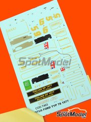 Tameo Kits: Marking / livery 1/43 scale - Lotus Ford Type 78 Lotus Team sponsored by John Player Special #5, 6 - Mario Andretti (US), Gunnar Nilsson (SE) - Italian Formula 1 Grand Prix 1977 - water slide decals and tobacco sponsor decals - for Tameo Kits reference TMK393