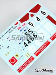 Tameo Kits: Decoraci�n escala 1/43 - Ferrari 312B Equipo Scuderia Ferrari patrocinado por Shell - Jacques Bernard 'Jacky' Ickx (BE), Mario Andretti (US), Clay Regazzoni (CH) - Gran Premio de F�rmula 1 de Sud�frica 1971 - calcas de agua - para la referencia de Tameo Kits TMK398
