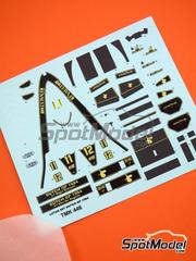 Tameo Kits: Marking / livery 1/43 scale - Lotus Renault 95T Lotus Team sponsored by John Player Special #11, 12 - Elio de Angelis (IT), Nigel Ernest James Mansell (GB) - Dutch Formula 1 Grand Prix 1984 - water slide decals and tobacco sponsor decals - for Tameo Kits reference TMK446