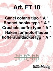 Tameo Kits: Bonnet pins 1/43 scale - Bonnet hooks 50s and 60s - photo-etch - 12 units