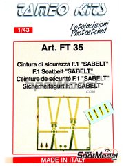 Tameo Kits: Cinturones escala 1/43 - Arnes de F1 Sabelt - fotograbados y calcas de agua - 2 unidades