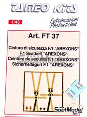 Tameo Kits: Seatbelts 1/43 scale - F1 Seatbelt Arexons - photo-etched parts and water slide decals - 2 units
