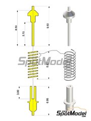 Tameo Kits: Detail 1/43 scale - Shock absorber with coil spring - 4 units